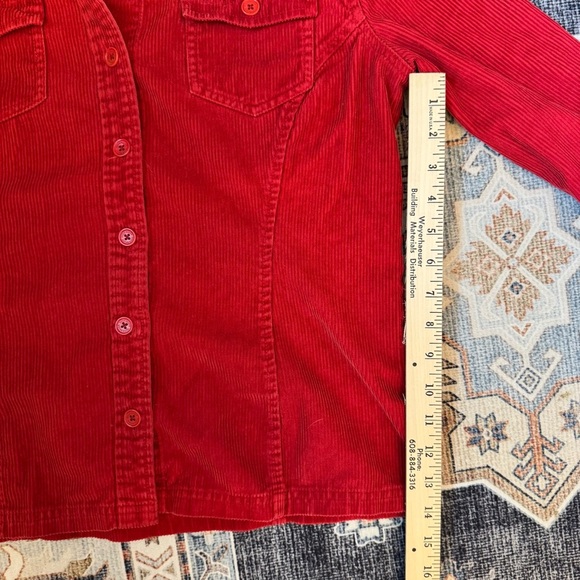 Eddie Bauer Red Corduroy Button Down Jacket 100% Cotton Women’s Size Petite XS - Picture 7 of 8